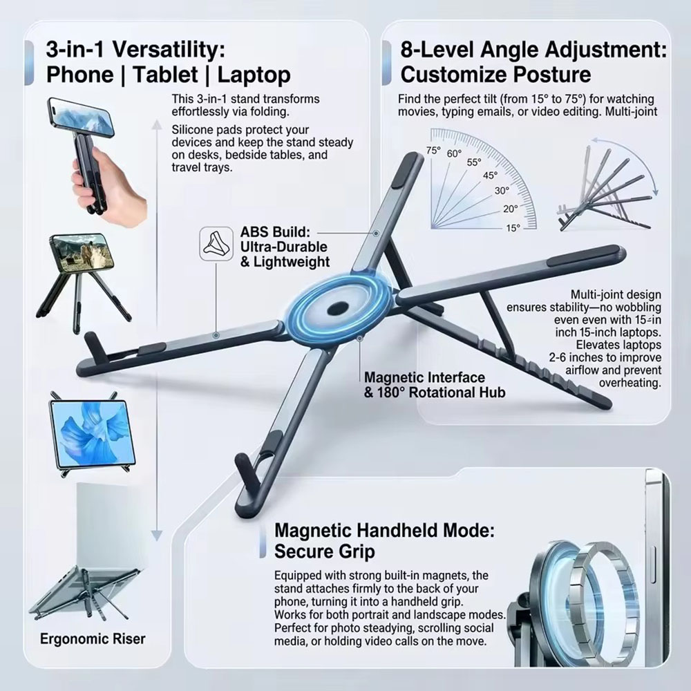 Useful Tablet Accessories - Taşınabilir Manyetik Telefon Tutucu ve Selfie